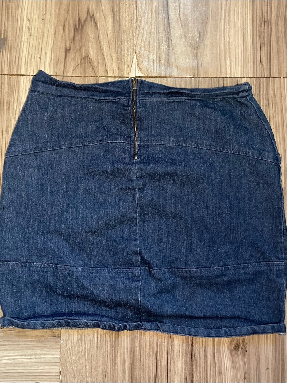 Refuge Blue Jean Mini Skirt Exposed Back Zip Y2K Grunge Size Large